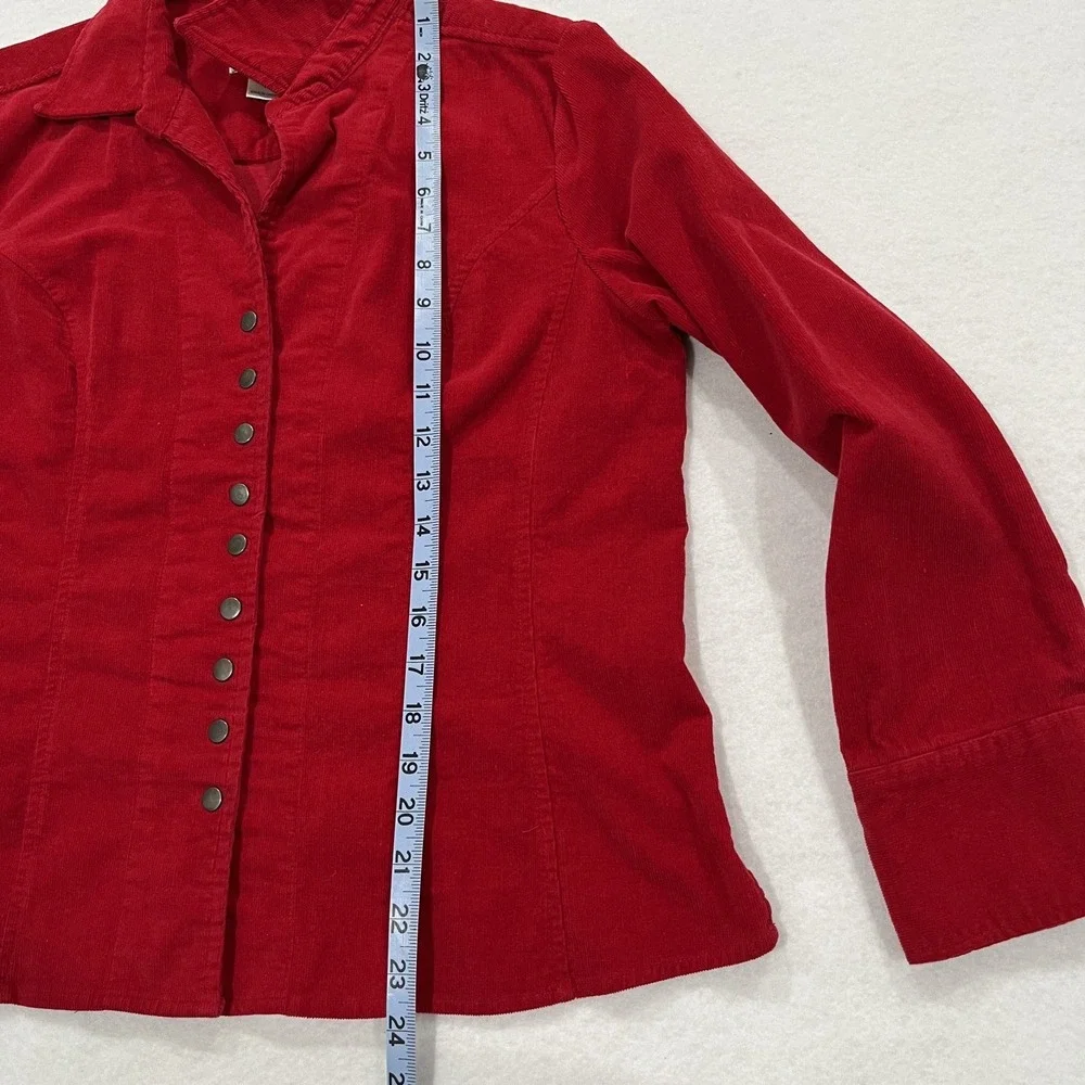 Corduroy Jacket Womens Large Red  Tomato Girl Fall Blazer Office Western Snap